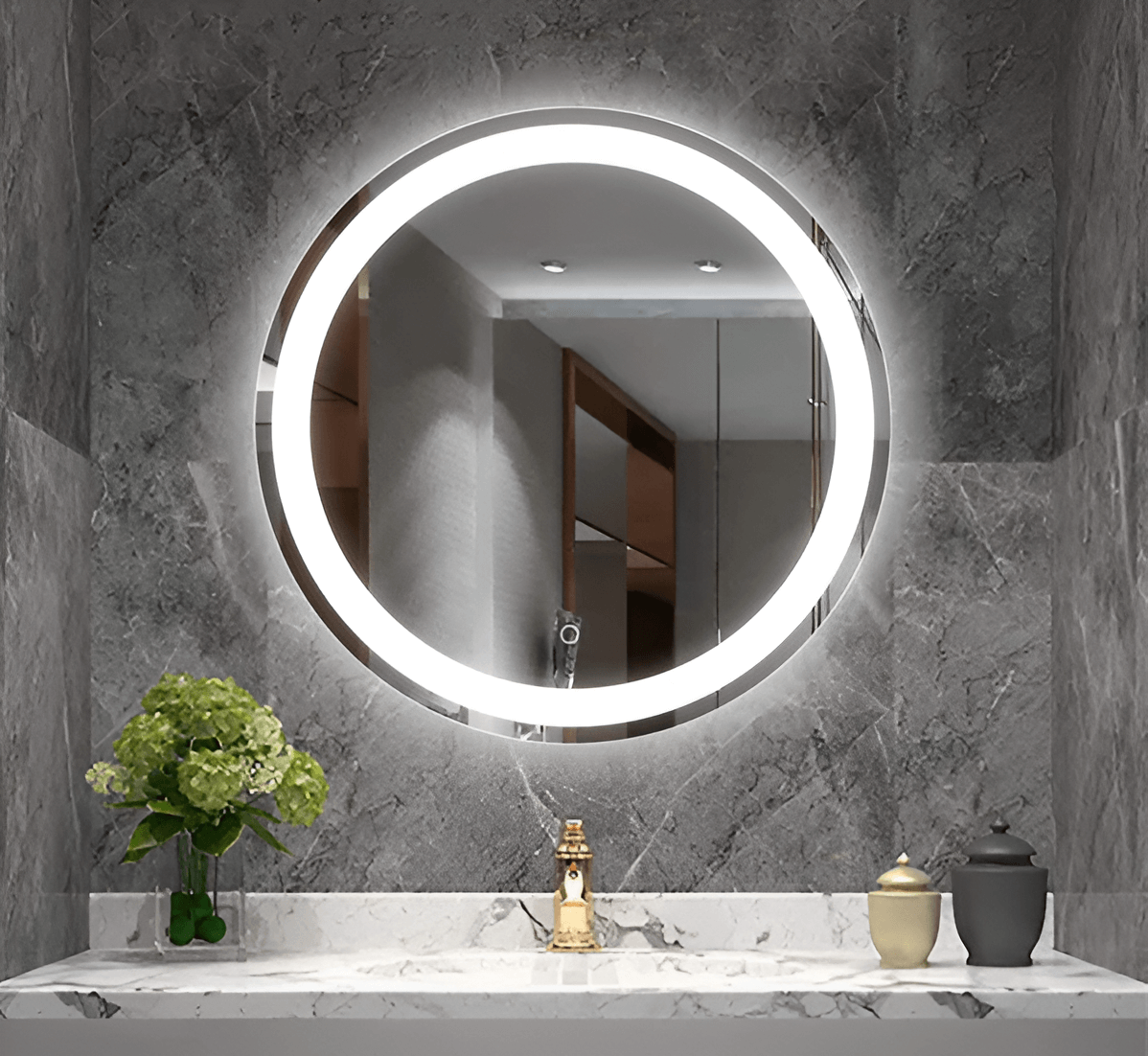 აბაზანის მრგვალი სარკე ლედ განათებით