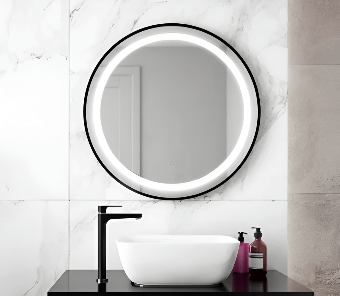 აბაზანის მრგვალი სარკე ლედ განათებით