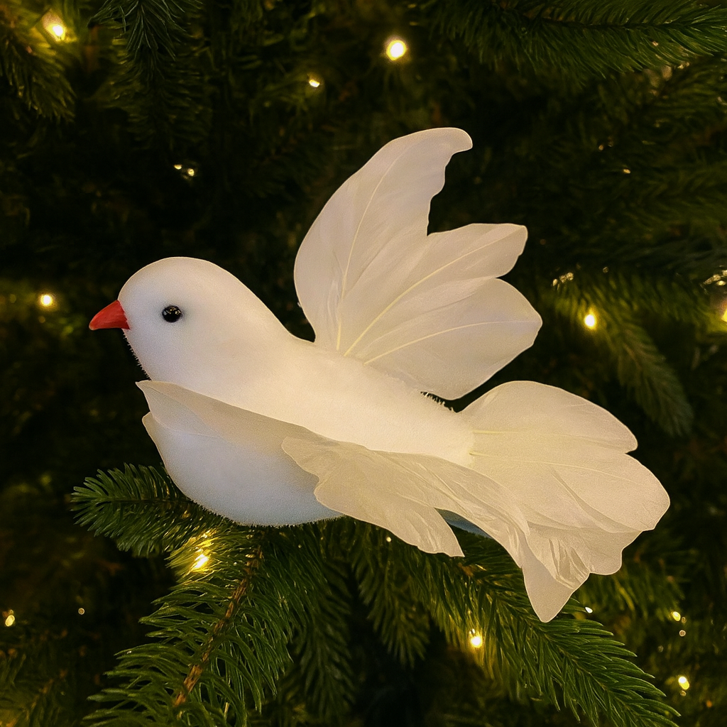 ნაძვის ხის სათამაშოები მტრედები