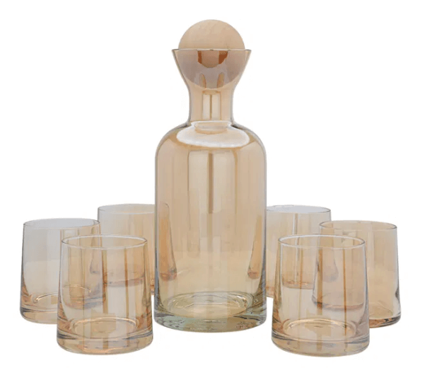 დოქი ჭიქებით ოქროსფერი