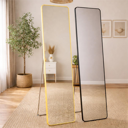 ალუმინის დასადგამი და დასაკიდი ოქროსფერი და შავი სარკეები 1+1 კომპლექტი 147x37 სმ